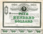 USA. Eisenbahnen. Cape Cod Railroad Company. Bond $500, 1871. Grossformatiger Titel. Schwarz mit grünem Unterdruck. Halbblankett. Mit Abbildung von Ri...