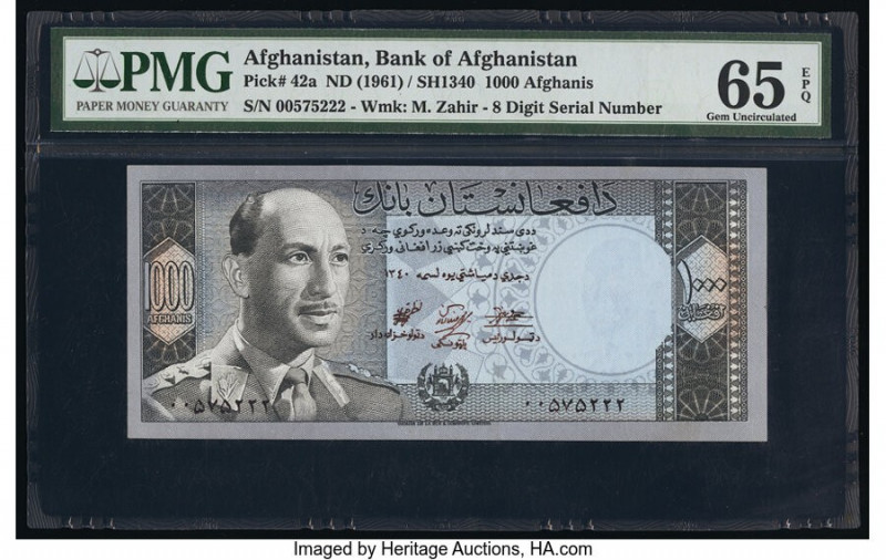 Afghanistan Bank of Afghanistan 1000 Afghanis ND (1961) / SH1340 Pick 42a PMG Ge...