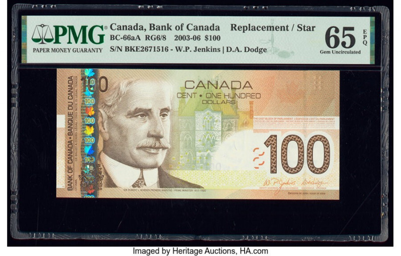 Canada Bank of Canada $100 2003-09 Pick 105d BC-66bA Replacement PMG Gem Uncircu...