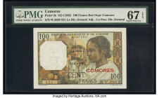 Comoros Banque de Madagascar et des Comores 100 Francs ND (1963) Pick 3b PMG Superb Gem Unc 67 EPQ. 

HID09801242017

© 2020 Heritage Auctions | All R...