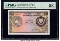 Cyprus Republic of Cyprus 1 Pound 1.12.1961 Pick 39a PMG About Uncirculated 53 EPQ. 

HID09801242017

© 2020 Heritage Auctions | All Rights Reserved