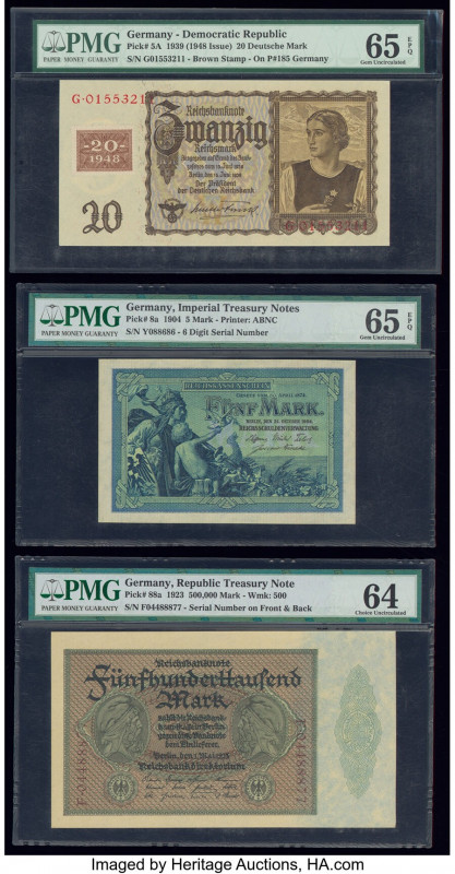 Germany Republic Treasury Note 500,000 Mark 1.5.1923 Pick 88a PMG Choice Uncircu...