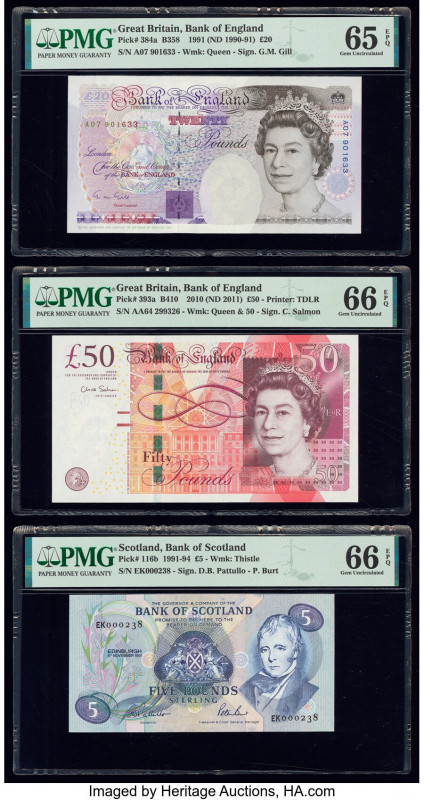 Great Britain Bank of England 20; 50 Pounds 1991 (ND 1990-91); 2010 (ND 2011) Pi...