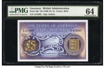 Guernsey States of Guernsey 5 Pounds ND (1969-75) Pick 46b PMG Choice Uncirculated 64. 

HID09801242017

© 2020 Heritage Auctions | All Rights Reserve...