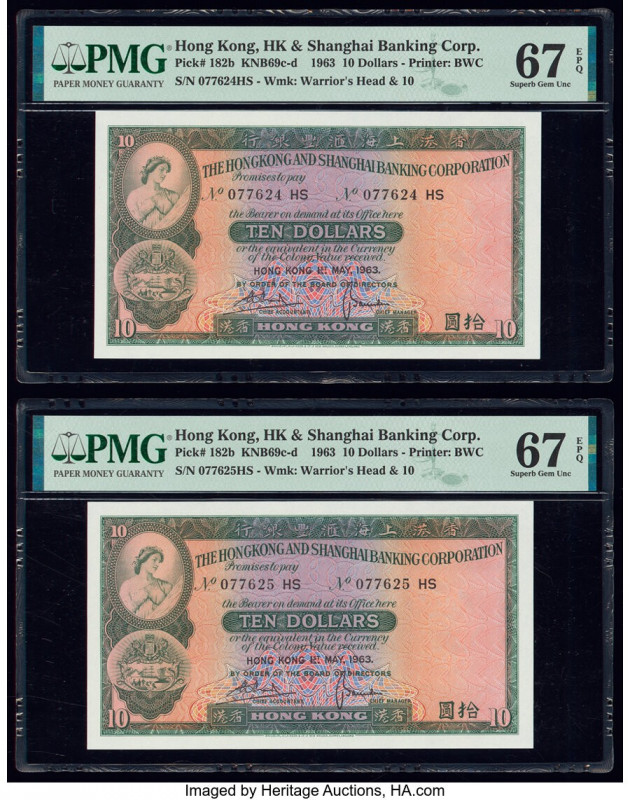 Hong Kong Hongkong & Shanghai Banking Corp. 10 Dollars 1.5.1963 Pick 182b KNB69 ...