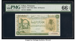 Libya Treasury 10 Piastres 1951 (ND 1955) Pick 6 PMG Gem Uncirculated 66 EPQ. 

HID09801242017

© 2020 Heritage Auctions | All Rights Reserved