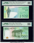 Macau Banco Nacional Ultramarino 500 Patacas 2005 (ND 2006); 2008-13 Pick 83a; 112 Two Examples PMG Gem Uncirculated 66 EPQ (2). 

HID09801242017

© 2...