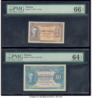Malaya Board of Commissioners of Currency 1; 10 Cents 1.7.1941 Pick 6; 8 Two Examples PMG Gem Uncirculated 66 EPQ; Choice Uncirculated 64 EPQ. 

HID09...