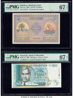 Maldives Maldivian State Government 5 Rufiyaa 1960 / AH1379 Pick 4b PMG Superb Gem Unc 67 EPQ; Mauritius Bank of Mauritius 100 Rupees 1998 Pick 44 PMG...