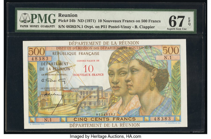 Reunion Departement de la Reunion 10 Nouveaux Francs on 500 Francs ND (1971) Pic...