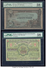 Russia Vladikavkaz Railroad Company 1000 Rubles 1918; 1920 Pick S596; S711a Two Examples PMG Choice About Unc 58 EPQ; Choice About Unc 58. Pick S711 h...