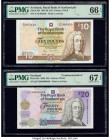 Scotland Royal Bank of Scotland PLC 10; 20 Pounds 22.2.1989; 4.8.2000 Pick 348; 361 Two Examples PMG Gem Uncirculated 66 EPQ; Superb Gem Unc 67 EPQ. 
...