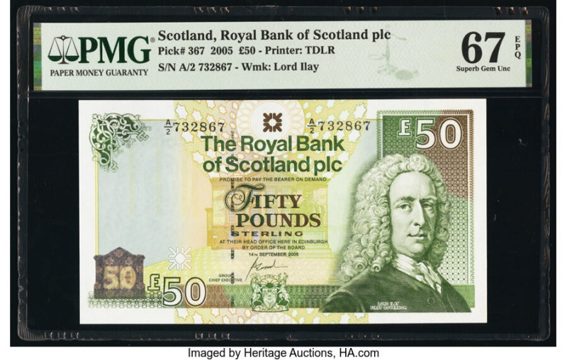 Scotland Royal Bank of Scotland PLC 50 Pounds 14.9.2005 Pick 367 PMG Superb Gem ...