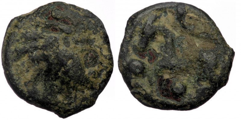 GAUL, Northwest Senones Potin Unit, ca 100-50 BC 
Celtic head right
Rev: Abstrac...