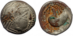 Eastern Europe. Mint in the northern Carpathian region "Schnabelpferd" type AR Tetradrachm, ca 200-100 BC. 
Celticised, laureate and bearded head to r...