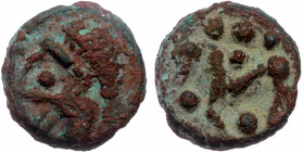 CELTIC GAUL. Senones (II-I Century BC) Potin Unit 
Celticized head 
Rev: Horse with pellets. 
BMC.385
3,95 gr, 18 mm