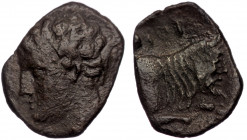 Sicily, Panormos AR Litra,.ca 410-405 BC 
Horned male head left 
Rev: Forepart of a man-headed bull right, Punic "SYS" above. 
Jenkins I, pl. 24, 13; ...
