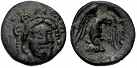 Euboia, Chalkis. Circa 290-273 BC. AE 
Head of Hera facing, wearing diadem ornamented with discs.
Rev: Eagle flying right with serpent. 
Picard 1979, ...