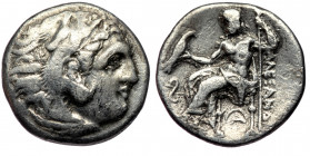 KINGS OF MACEDON. Alexander III 'the Great' (336-323 BC). Drachm. Lampsakos.
Head of Herakles right, wearing lion skin.
Rev: AΛΕΞΑΝΔΡΟΥ./ Zeus seated ...