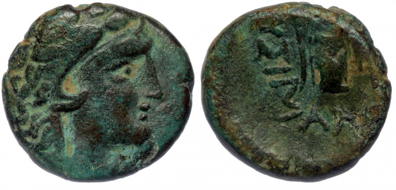 Lysimachia, Thrace, 309-220 BC. AE
Head of Herakles right wearing lionskin head...