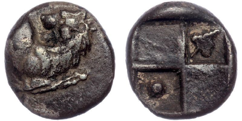 THRACE, Chersonesos (ca 386-338 BC) AR Hemidrachm 
Forepart of lion right, head ...