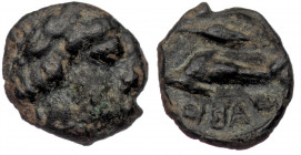 Skythia, Olbia Circa 325-320 BC AE
Wreathed head of Apollo Demeter to right
Rev: dolphin to left, corn grain
SNG Stancomb 422-4; SNG BM Black Sea 653-...