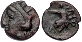 Skythia, Olbia AE11, ca 260-250 BC. 
Turreted and wreathed head of Demeter left 
Rev: [O]ΛBIO - archer kneeling left, drawing arrow
1,60 gr, 11 mm