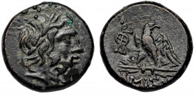 PONTOS. Amisos. Time of Mithradates VI Eupator (ca 100-85 BC) AE19 
Laureate head of Zeus to right. 
Rev: AMIΣOY - Eagle standing left, head to right,...