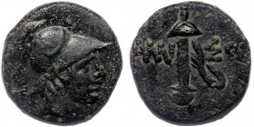 PONTOS. Amisos. Time of Mithradates VI Eupator, circa 100-85 BC. AE
Head of Ares to right, wearing crested Corinthian helmet. 
Rev. AMI-ΣOY Sword in s...