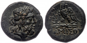 PONTOS. Amisos. Time of Mithradates VI Eupator, circa 100-85 BC. AE 
Laureate head of Zeus to right. 
Rev. AMIΣOY Eagle standing left, head to right, ...
