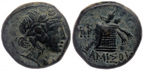 PONTOS. Amisos. Time of Mithradates VI Eupator, circa 100-85 BC. AE
Head of Dionysos to right, wearing wreath of ivy and fruit. 
Rev. AMIΣOY Panther s...
