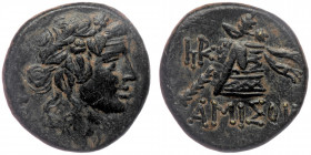 PONTOS. Amisos. Time of Mithradates VI Eupator, circa 100-85 BC. AE
Head of Dionysos to right, wearing wreath of ivy and fruit. 
Rev. AMIΣOY Panther s...