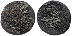 PONTOS. Amisos. Ae (Circa 100-85 BC).
Laureate head of Zeus right.
Rev: Eagle, with head right, standing left on thunderbolt; monogram to left.star ri...
