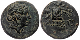 PONTOS. Amisos. Time of Mithradates VI Eupator, circa 100-85 BC. AE
Head of Dionysos to right, wearing wreath of ivy and fruit. 
Rev. Panther skin and...