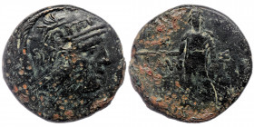 PONTOS. Amisos. Time of Mithradates VI Eupator (ca 105-90 or 90-85 BC) AE28
Helmeted head of Athena right
Rev: AMI - ΣOY - Perseus standing left, hold...