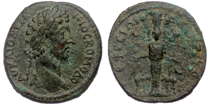Ionia. Ephesos. Commodus AD 177-192. AE 
ΑV ΚΑΙ ΟΛVΜΠΙΟϹ ΚΟΜΟΔΟϹ/ laureate head ...