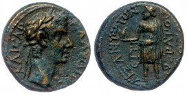 PHRYGIA. Aezanis. Claudius (41-54). AE19 . Ti. Sokrates Eudoxos, magistrate. 
Obv: KAICAP KΛAVΔIOC - Laureate head right 
Rev: ЄΠI CωKPATOYC ЄVΔOΞOV A...