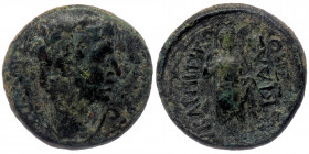 PHRYGIA. Eucarpea. Uncertain. Augustus or Tiberius (27 BC - 37 AD) AE17
Obv: ΣΕΒΑΣΤΟΣ - Laureate head of Augustus (?) or Tiberius (?), right; to right...
