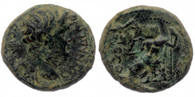 PHRYGIA, Synnada AAE 19 times of Tiberius, Krassos (without title) magistrate.	
ϹƐΒΑϹΤΟϹ ϹΥΝΝΑΔƐΩΝ - bare head of Tiberius (?), right.
Rev: ΚΡΑϹϹΟΥ; -...