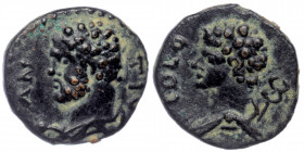 PISIDIA. Antiochia. Pseudo-autonomous. TIme of Marcus Aurelius (161-180). Ae.
ANTI./ Bareheaded bust of Hercules left, wearing lion skin.
Rev: COLO./ ...