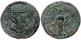 PISIDIA. Apollonia Mordiaeum. Otacilia Severa (244-249). Ae.
Obv: OTAKEIΛIA CEOYHPA CEB.
Draped bust right, set on crescent.
Rev: AΠOΛΛΩNIATΩN AV.
For...