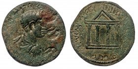 CILICIA, Ninica-Claudiopolis. Caracalla. AD 198-217. AE 
Laureate, draped, and cuirassed bust right; c/m: Nike right, holding wreath, within oval incu...