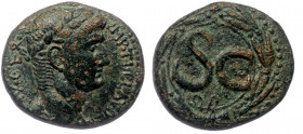 Claudius (41-54) AE5 of Antioch, Syria. 41-54 
IM TI CLA CAE - AV GER - Laureate head right 
Rev: Large SC within laurel wreath. 
RPC 4279; McAlee 245...