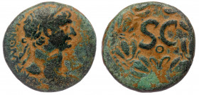 Trajan (98-117) AE26 Antioch 
ΑΥΤΟΚΡ ΚΑΙϹ ΝΕΡ ΤΡΑΙΑΝΟϹ ϹΕΒ ΓΕΡΜ ΔΑΚ (mostly illegible) - laureate head of Trajan, right
Rev: S C; in laurel wreath; Θ
...