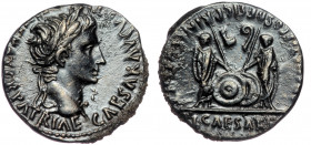 Augustus (27 BC - 14 AD) AR Denarius. Lugdunum, 7-6 BC. 
CAESAR AVGVSTVS DIVI F PATER PATRIAE - laureate head right 
Rev: AVGVSTI F COS DESIG PRINC IV...