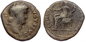 Nero (54-68) AR Denarius, Rome, 64-65, 
NERO CAESAR AVGVSTVS - laureate head right 
RevŁ CONCORDIA AVGVSTA - Concordia seated left, holding patera and...