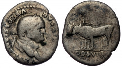 Vespasian (69-79) AR Denarius, Rome, 77-78
IMP CAESAR VESPASIANVS AVG - Laureate head right 
Rev: Pair of oxen under yoke left, In exergue, COS VIII. ...