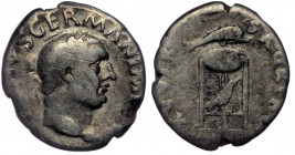 Vitellius (69) AR Denarius, Rome, April-December 69. 
A VITELLIVS GERMAN IMP TR P - Laureate head of Vitellius to right 
Rev: XV VIR SACR FAC - Tripod...