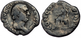 Vitellius (69 April 19 - December 20) AR Denarius
A VITELLIVS GERMANICVS IMP - Bare head right 
Rev: CONCORDIA PR - Concordia, wearing long dress, sea...