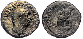 VITELLIUS (69 April 19 - December 20) AR Denarius. 
A VITELLIVS GERMANICVS IMP - Bare head right 
Rev: CONCORDIA PR - Concordia, wearing long dress, s...